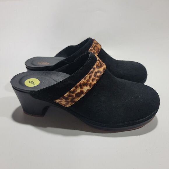 Crocs Womens Suede Block Heels Clogs Black Sz 9W - Picture 2 of 9